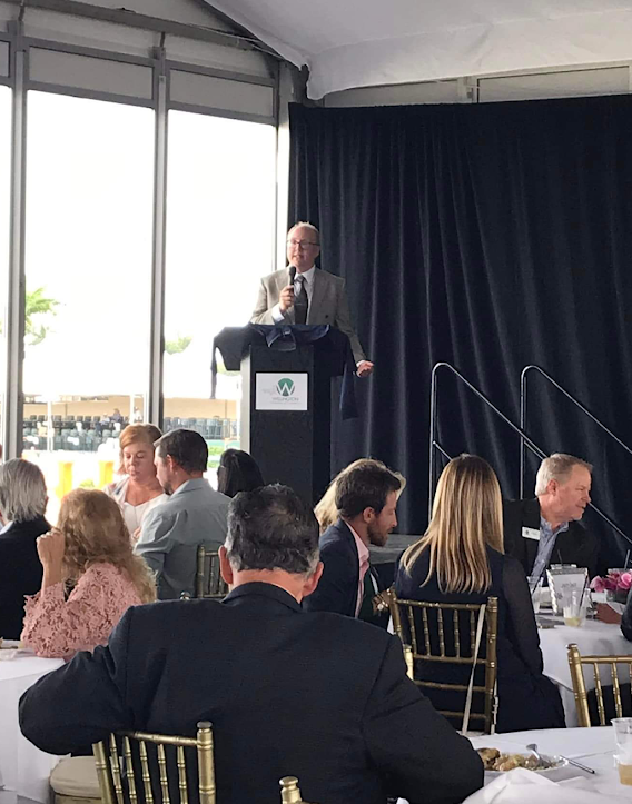 Chris Levy speaking at the Wellington Chamber Installation Luncheon — March 23 2022, Wellington International, Wellington FL.